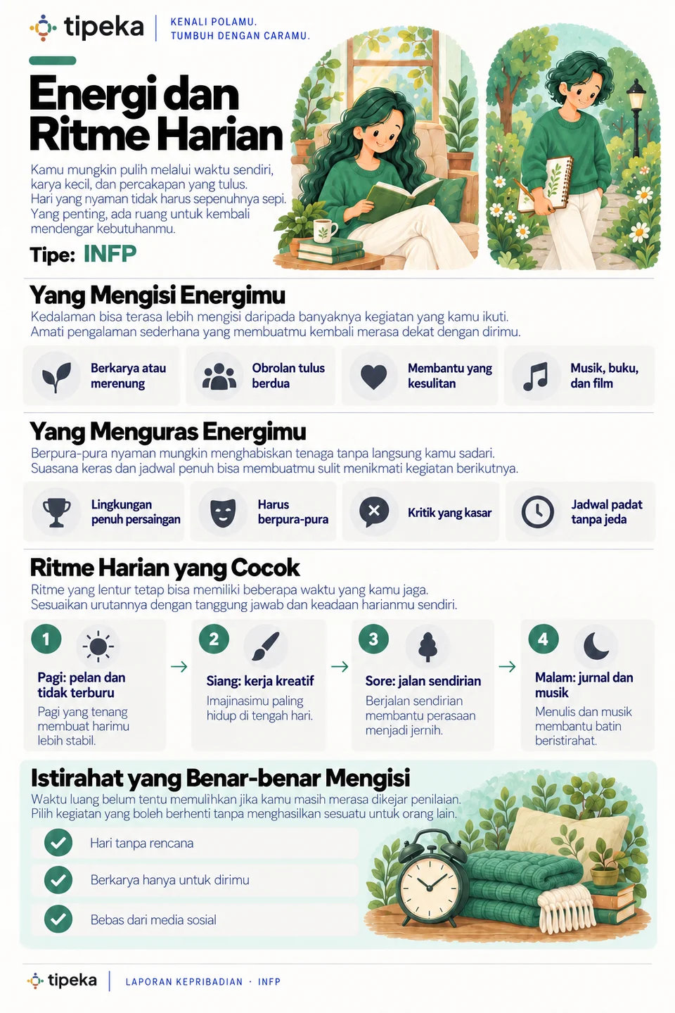 Contoh halaman 7: Energi dan ritme harian (INFP)